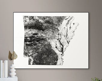 Forests of Arkansas map - big poster, printable digital download, elegant and minimalist wall art