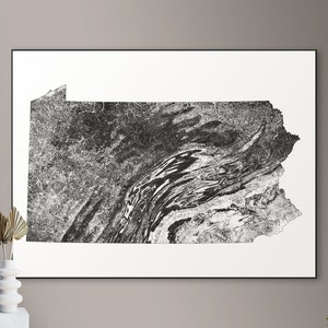 Forests of Pennsylvania kaart - grote poster, afdrukbare digitale download, elegante en minimalistische muur kunst