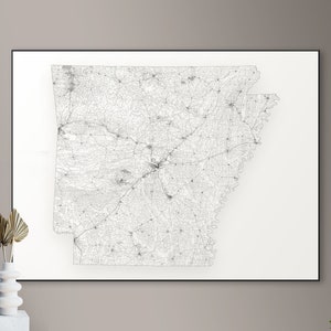 Jede Straße in Arkansas Karte - großes Poster, druckbare digitale Download, elegante und minimalistische Wandkunst