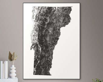 Forests of Vermont map - big poster, printable digital download, elegant and minimalist wall art