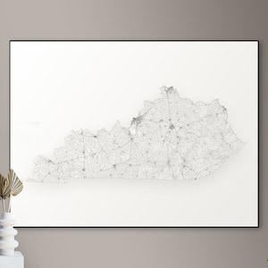 Every road in Kentucky map - big poster, printable digital download, elegant and minimalist wall art