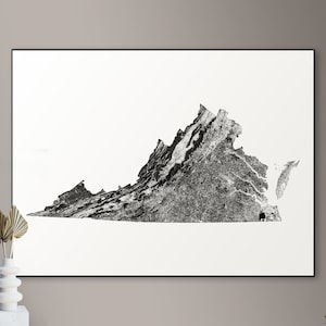 Forests of Virginia kaart - grote poster, afdrukbare digitale download, elegante en minimalistische muur kunst
