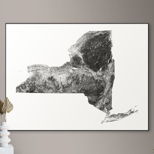 Forests of New York kaart - grote poster, afdrukbare digitale download, elegante en minimalistische muur kunst