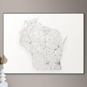 Every road in Wisconsin map - big poster, printable digital download, elegant and minimalist wall art