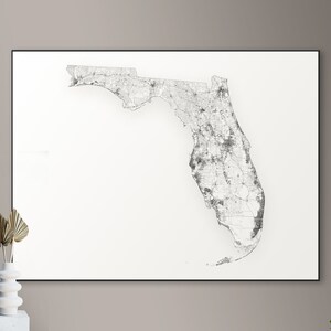 Elke weg in Florida kaart - grote poster, afdrukbare digitale download, elegante en minimalistische muur kunst