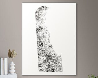 Forests of Delaware kaart - grote poster, afdrukbare digitale download, elegante en minimalistische muur kunst