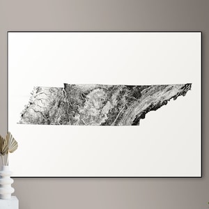 Wälder von Tennessee Karte - großes Poster, druckbare digitale Download, elegante und minimalistische Wandkunst