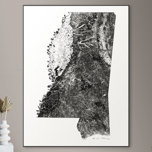 Forests of Mississippi map - big poster, printable digital download, elegant and minimalist wall art
