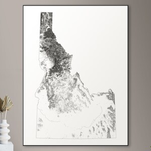 Wälder von Idaho Karte - großes Poster, druckbare digitale Download, elegante und minimalistische Wandkunst