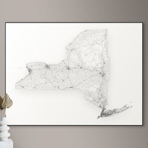 Elke weg in New York kaart - grote poster, afdrukbare digitale download, elegante en minimalistische muur kunst