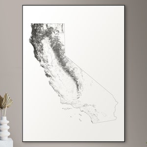 Forests of California kaart - grote poster, afdrukbare digitale download, elegante en minimalistische muur kunst