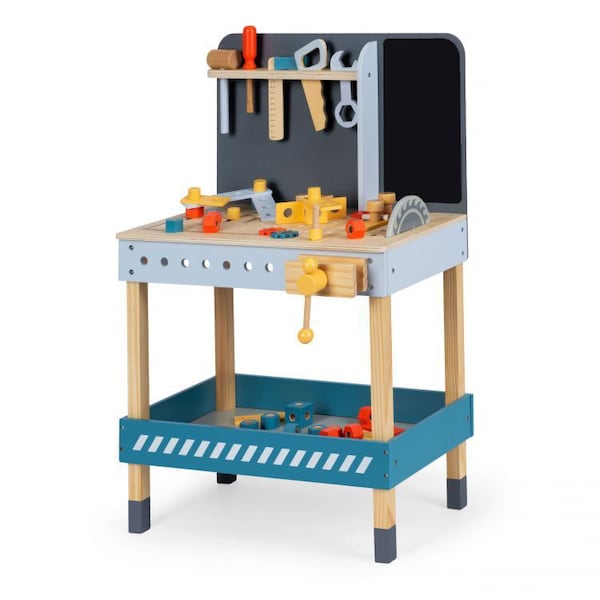 Wooden tool bench with tools, wooden workbench, wooden toys for boys, tools and bench, Toddler workbench, Chalk board