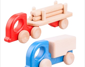 2 Wooden trucks, wooden cars, eco car, wooden trucks with wood