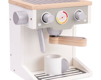 Kaffemaschine, Kaffeemaschine aus Holz, Spielzeug-Kaffeemaschine mit Tassen-Set