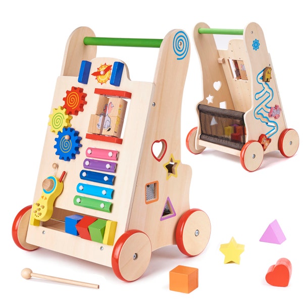 Wooden walker, wooden pusher, montessori toy, baby toy 6-12 month, baby toy 2-3 years