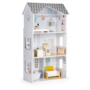 Dollhouse with furniture, Wooden Dollhouse Kit, Dollhouse for girls, house for dolls, wooden Dollhouse, Dream residence, Eco toys image 3