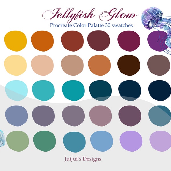 Jellyfish Glow /Procreate palette/soft color palette,30 Procreate swatches for iPad