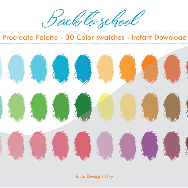 Procreate Color Palette | Color swatches | Back to School | Bright Rainbow Primary | kid color | digital art | procreate tool | trend color