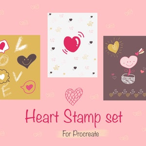 Heart Stamp Set for Procreate Brushes/ IPad Drawing/ Hearts Stamp Procreate /Valentines Heart