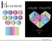 Holographic Color /Procreate Palette/Color Palette/Digital Color palette / Procreate for iPad/Swatches/Color trend/rainbow/Instant Download