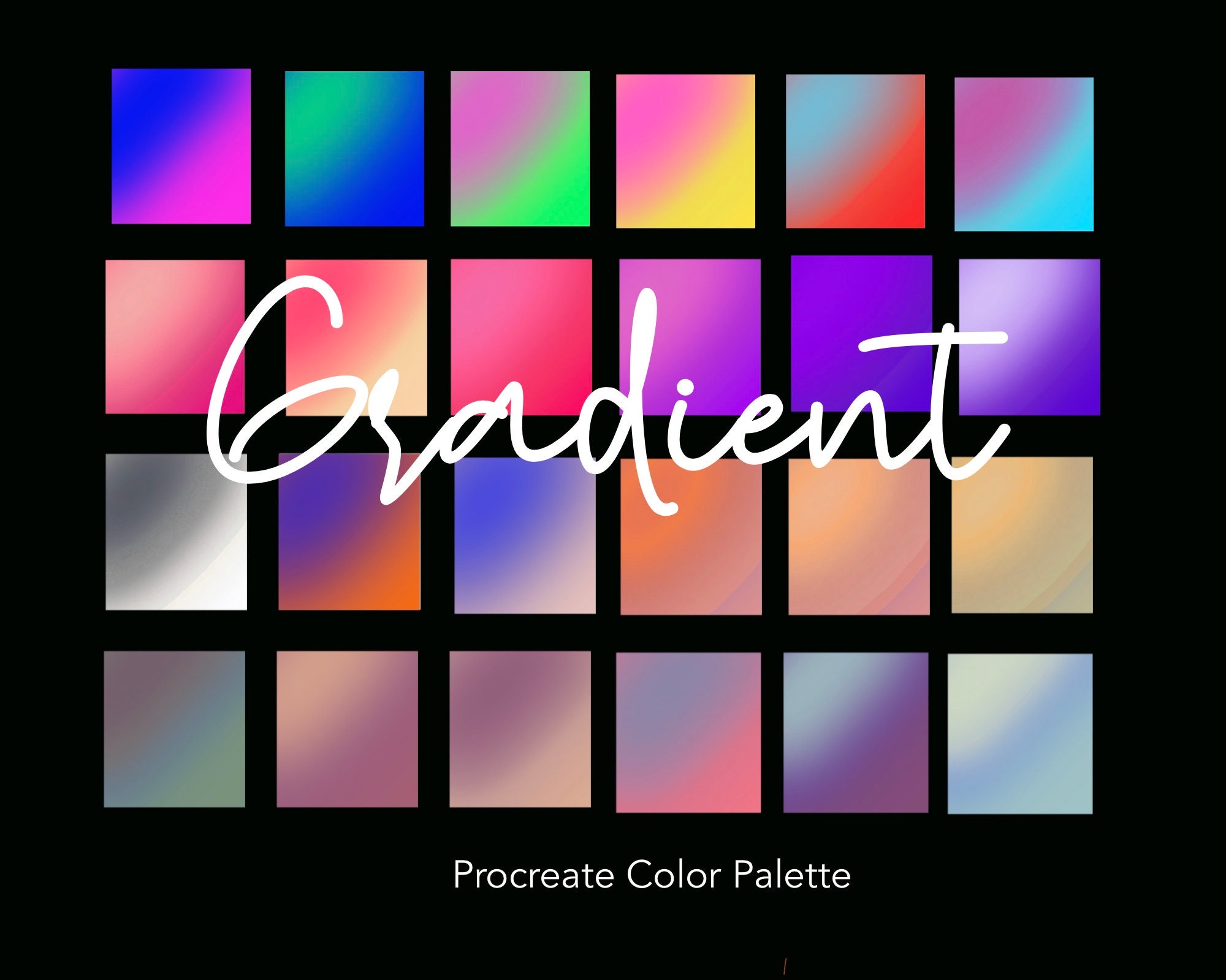 Paleta de colores arcoíris en degradado para Procreate – Muestrario holográfico y colorido para iPad