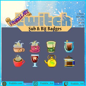 8x Pixel Winter Drinks Sub Badges for Twitch | Sub Badge | Bit Badge | Sprites