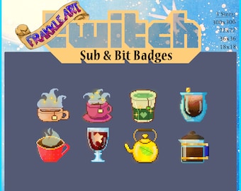 8x Pixel Winter Drinks Sub Badges for Twitch | Sub Badge | Bit Badge | Sprites