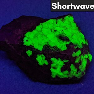 Brightly fluorescent (green SW-UV) hyalite over common opal specimen, Del Norte, Colorado! 109.7 grams