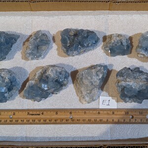 Madagascar Blue Celestite Specimens: Natural Untreated Crystals, Lot of 9