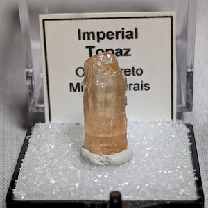 Imperial topaz thumbnail mineral specimen from Ouro Preto, Minas Gerais, Brazil - 11.1 carats - minor repair