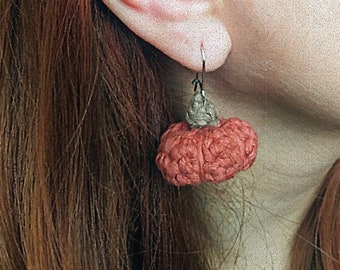 Crochet pumpkin earrings | Boho-ethnic chic | Statement jewelry | Unique item | Fantazy-halloween jewelry |