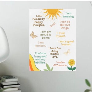 Affirmations Poster, Kids Poster, Classroom Decor, I Am Affirmations, Playroom Poster, Home Decor