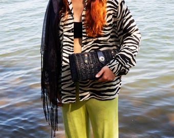 Vintage keylimegroene slinky broek