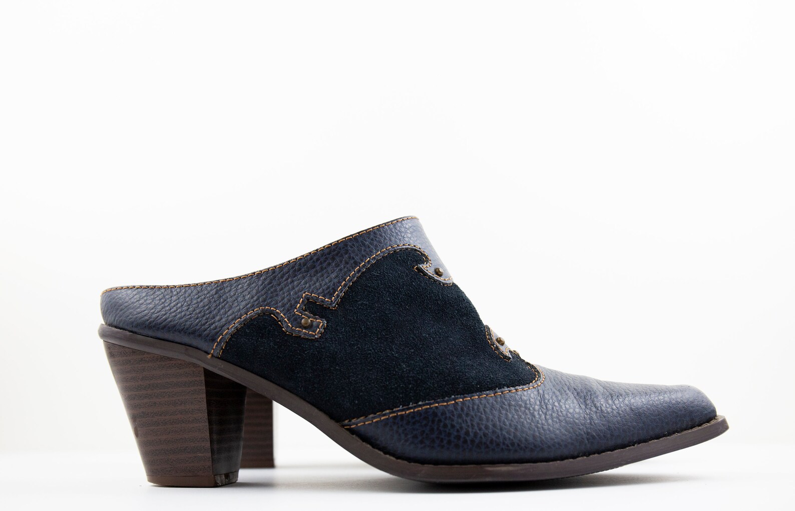 navy blue mules womens