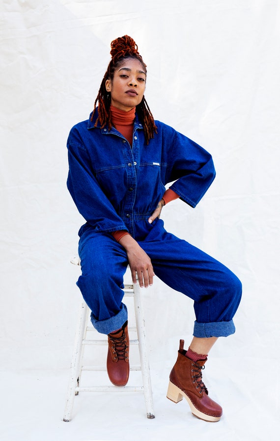 Vintage Dark Denim Oversized Jumpsuit
