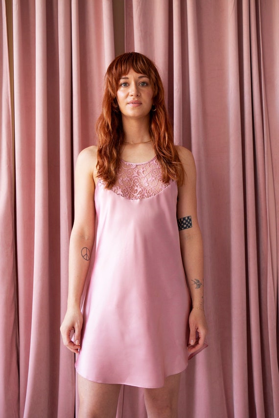 Vintage Pink Slip Mini Dress