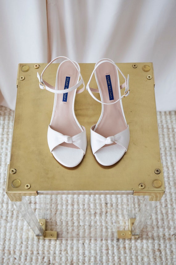 Vintage White Leather Wedges