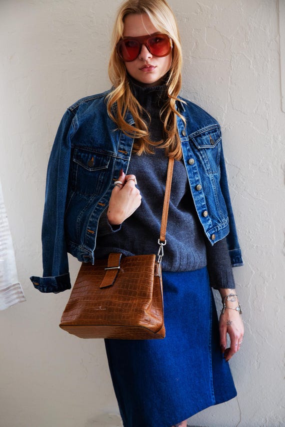 Vintage Dark Wash Cropped Fitted Denim Jacket XXS/XS