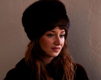 Pastel MINK Knitted Hat W/fox, Size XL-26” Adjustable Band  display picture 3