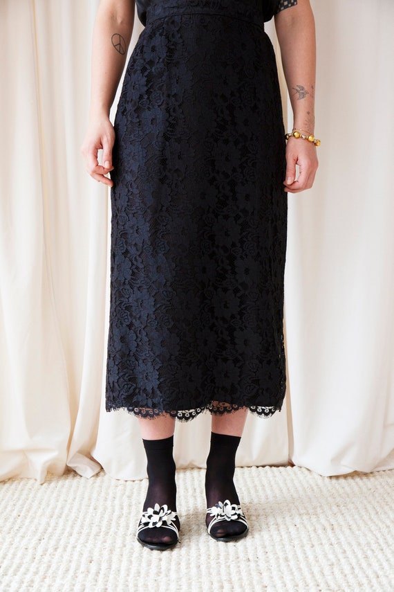 Vintage Black Lace Skirt