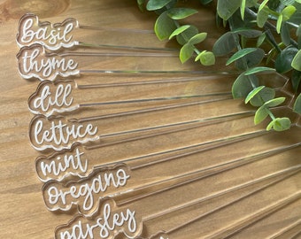 custom garden tags, clear acrylic plant marker, plant label stick, garden labels, herb garden marker stake, indoor plants, vegetable markers
