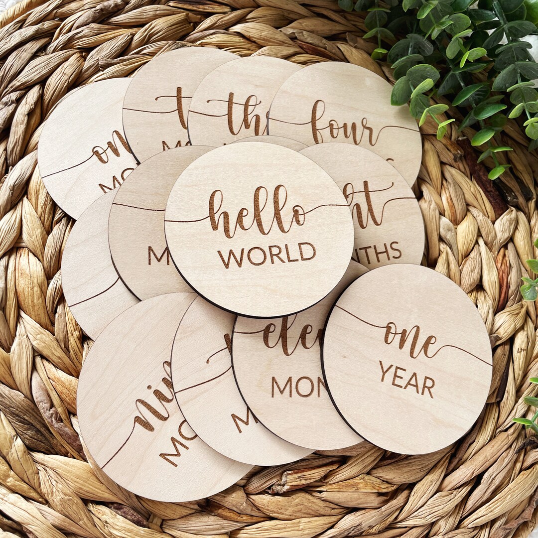 Wooden Monthly Baby Milestones, Milestone Discs, Newborn Monthly ...