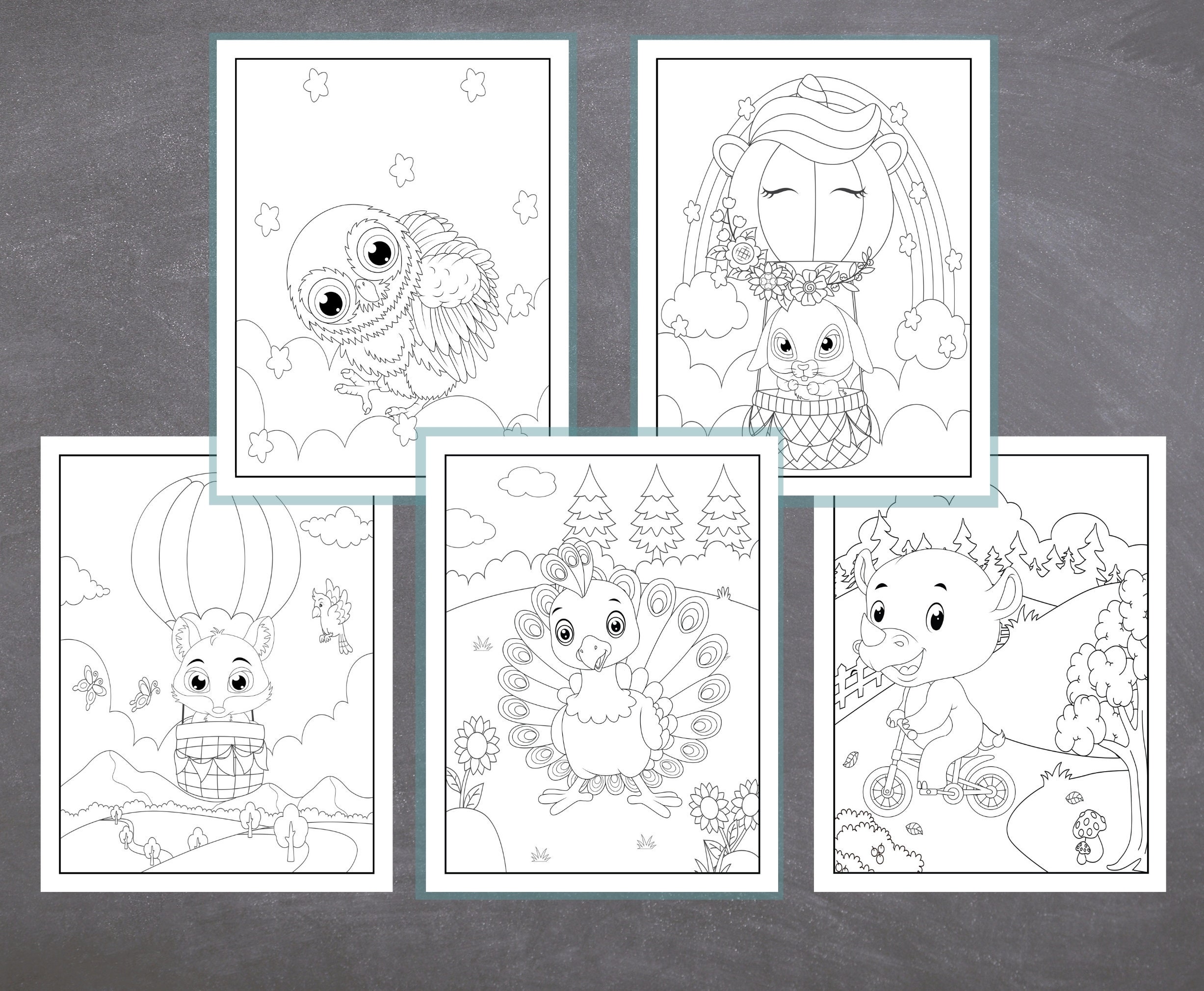 Animal Coloring Pages 50 Printable Animal Coloring Pages for | Etsy