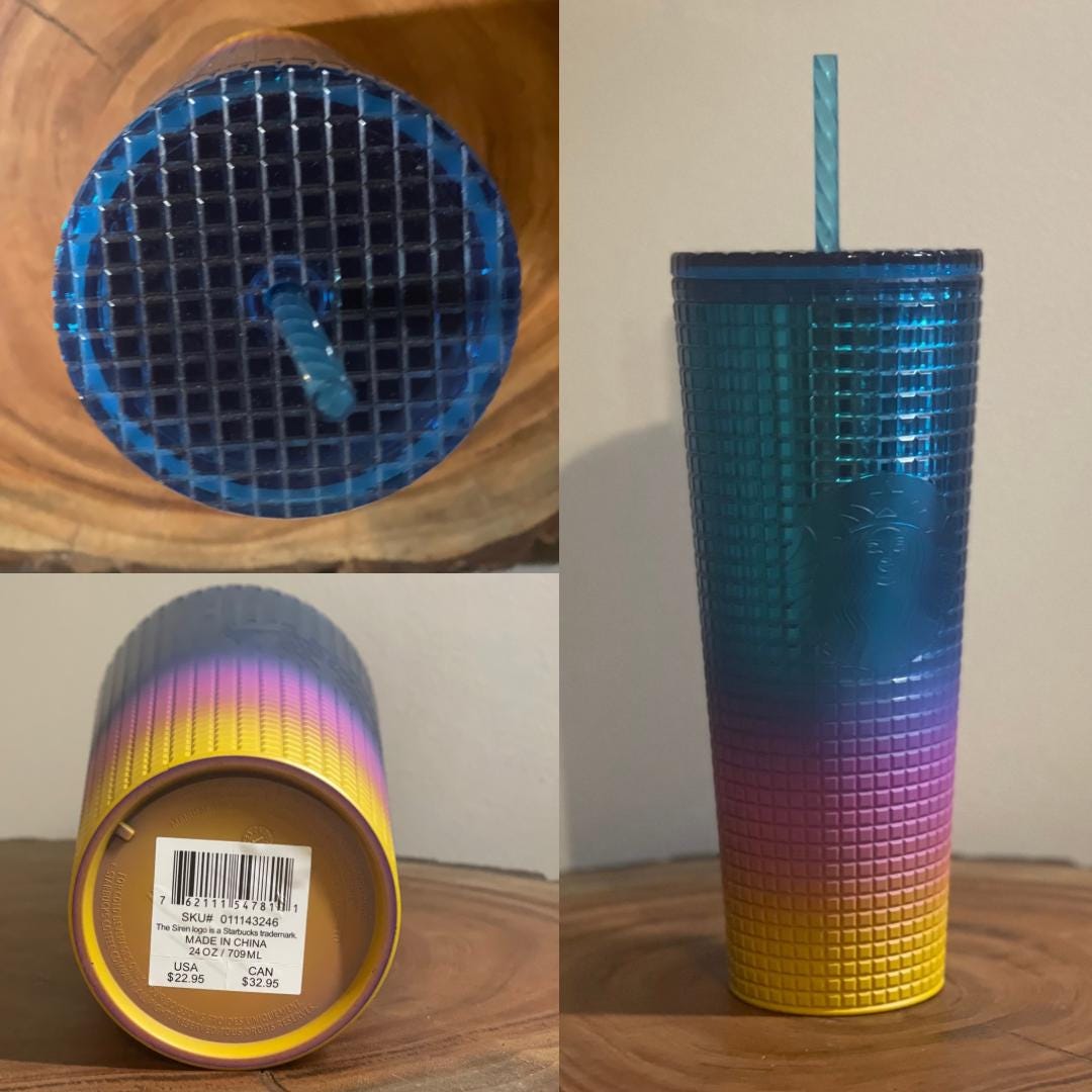 LIMITED EDITION Starbucks Tim Singleton Rainbow Grid Gradient Ombr Venti  24oz 2023