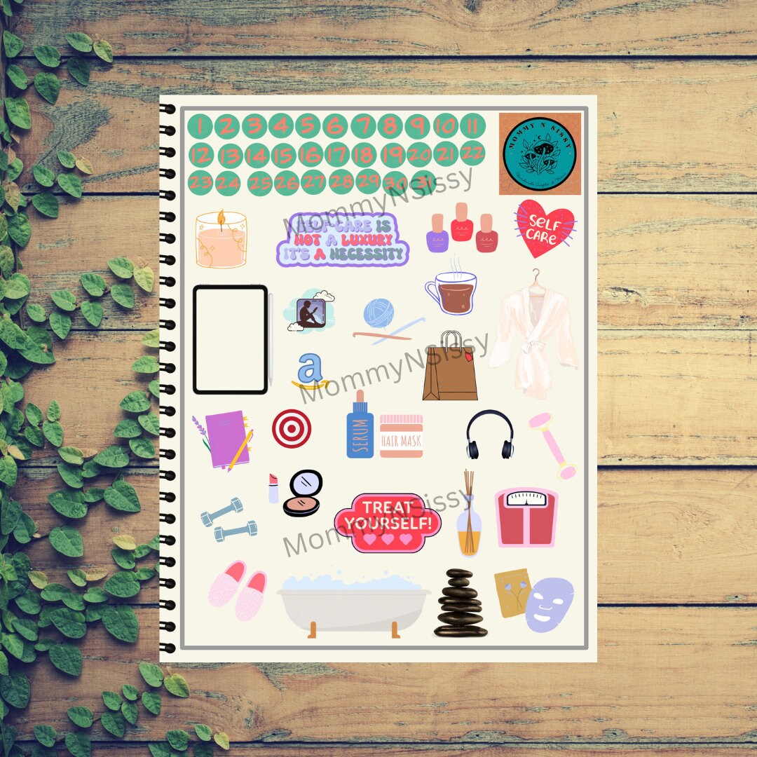 SELF CARE Pre Cropped Digital Stickers | Date Dots | Good Notes ...