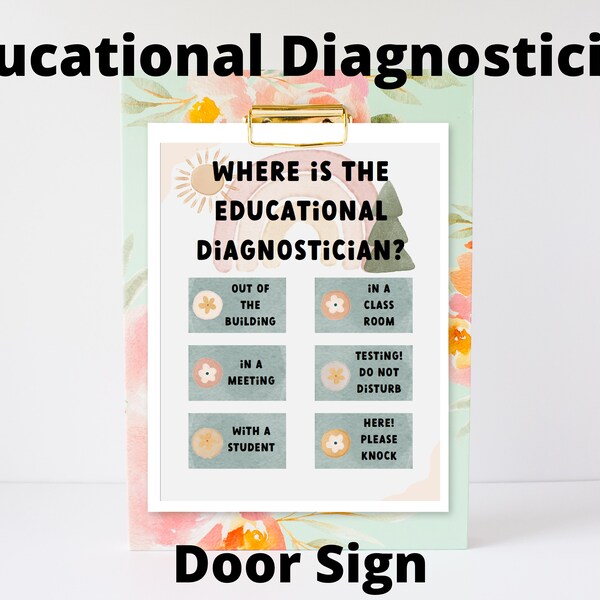 Educational Diagnostician Office Door Sign V2- Where Is The Educational Diagnostician Gift - Watercolor Office Decor