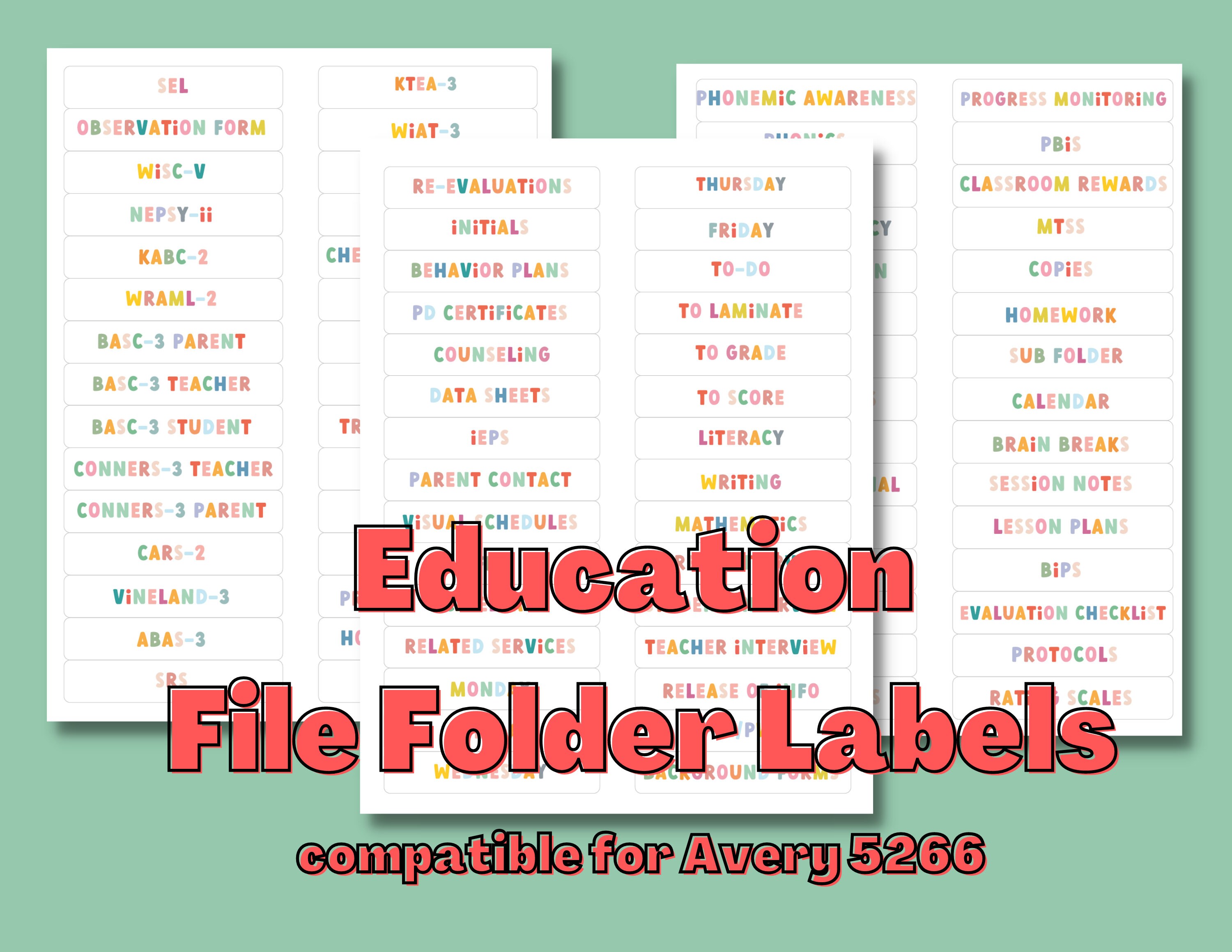 Education File Folder Labels Hanging File Folders Printable Etsy