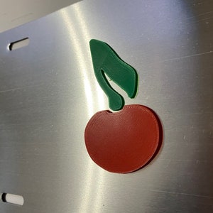 Single Cherry in 3D Version - Unique - Automotive License Plate INSERTGrey with RED -  Love Cherries