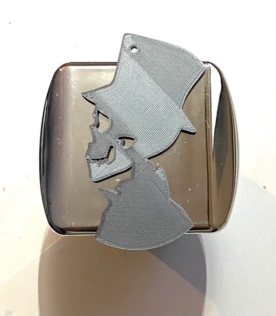 Mr Bones Skull con cappello in 3d Cromo con grigio pollici