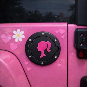 Girl Head in 3D Black with Various Colors For Jeep JK/JKU Flag Gas Cap Cover  - Girl Power Pony Tail